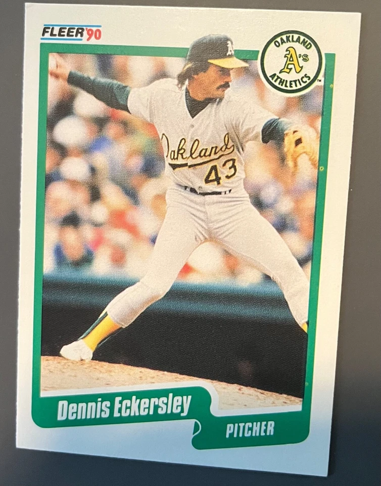 Juego de tarjetas de béisbol Fleer Oakland Athletics 1990 equipo - Rick Honeycutt automático Foto 4 de 4
