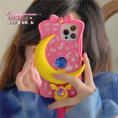 Sailor Moon Star Moon Stick Phone Silicone Protective Case For iPhone11/12/13/14