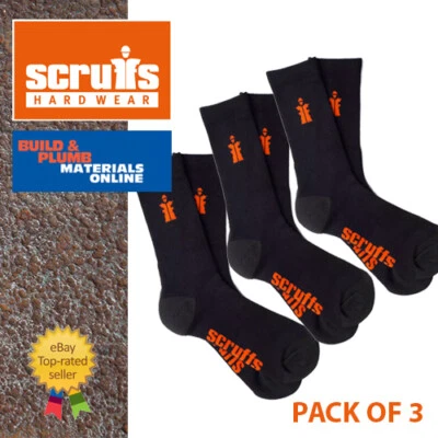 Scruffs Worker Socks PACK OF 3 - Reinforced Work Boot Socks - 2 SIZE OPTIONS