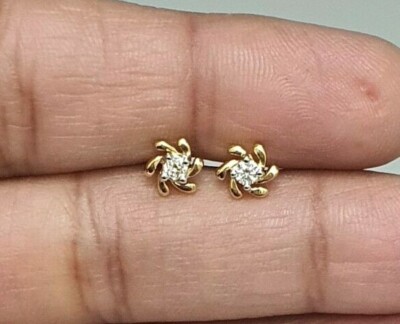 18kt Gold Diamant Ohrstecker 0,12 kt kinderfreundlich sicher & sicher