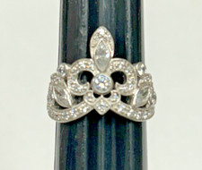 Sterling Silver 925 And CZ Tiara Crown Shaped Fashion Ring Ring Size 7