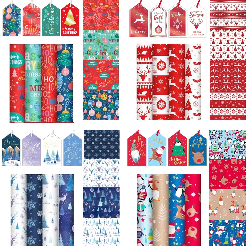 FESTIVE WONDERLAND Christmas Wrapping Paper, Gift Tags Festive Present Wrap - Choose Design