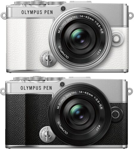 OLYMPUS PEN E-P7 Digital Mirrorless Camera 14-42mm EZ Lens Kit SILVER / white - Afbeelding 1 van 14