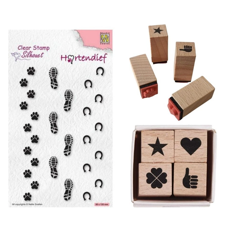 VERSCHIEDENE HERSTELLER Stempel Fußspuren Herz Stern Kleeblatt Hand Steps Wichtel Clear Stamps Silikon