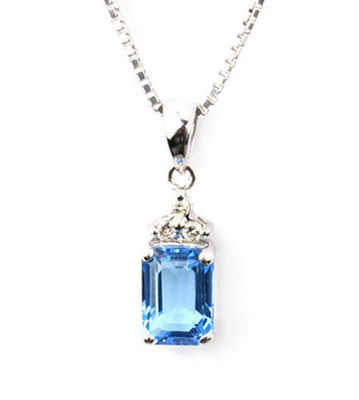 1,3ct Blautopas Diamant Anhänger in 18K PDT530006