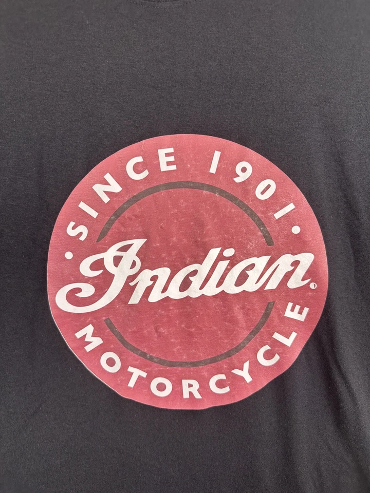 Camiseta Indian Motorcycle Logo Para Hombre 2XL Negra Manga Corta Gildan Etiqueta Mezcla Seca Foto 2 de 4