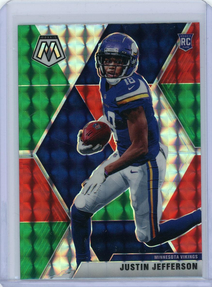 2020 Panini Mosaic Football Choice Red/Green Prizm Rookie #209 Justin Jefferson