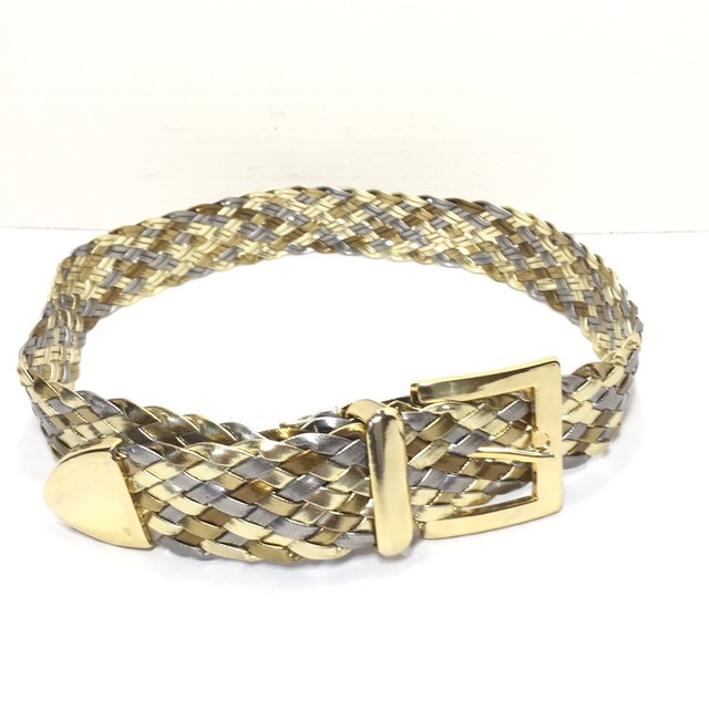 Women's Vintage Gold Silver Braided Belt Metal Tip Size Medium eBay
