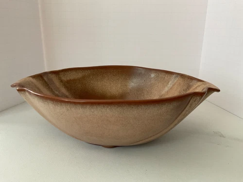 Vintage Frankoma Pottery Flower Bowl Planter # 201 Oval Brown Satin 9.5” Long