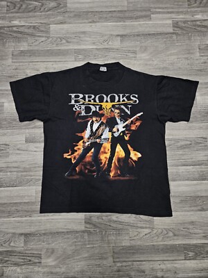 Vintage 90's Brooks Dunn Electric Rodeo T-Shirt Large Single Stitch USA  Made