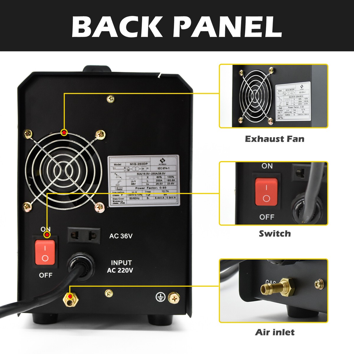 H HZXVOGEN IG Welder, 200A Plasa Cutter Welder Cobo, 7 In 1 Gas IG - View #7