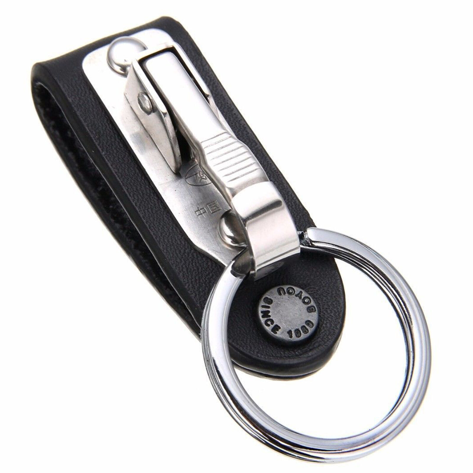 Quick Release Belt Clip Ring Holder Detachable Stainless Steel Leather Key chain eBay