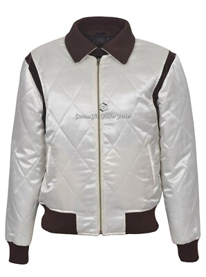 Herren DRIVE Leder Satin Jacke beige gold SCORPION BESTICKT VOLL GESTEPPT 4011