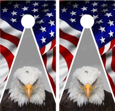 American Flag Bald Eagle 4 Patriotic Cornhole Board Wraps Decals Graphics