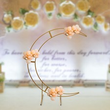 7ft Gold Metal Crescent Moon Wedding Arch Stand, Curved Flower Balloon Frame