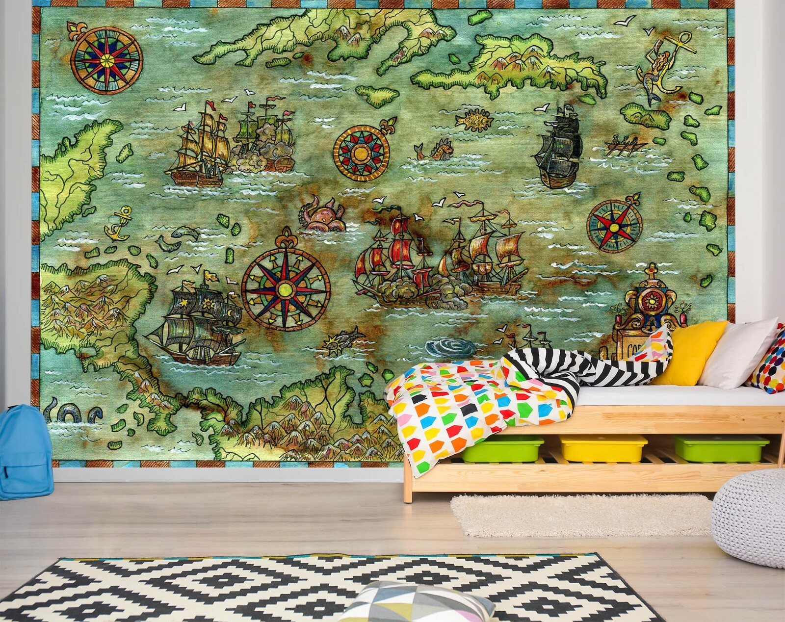 3D Green Seaweed A305 World Map Wallpaper Wall Mural Removable Self-adhesive Amy