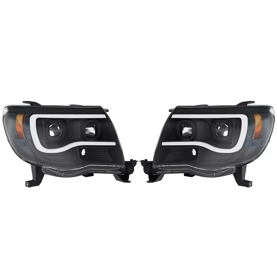 Par de faros proyectores negros tubo LED para Toyota Tacoma 2005-2011 Foto 2 de 4