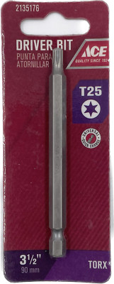 Ace 2135176 T25 Torx 3-1/2  Driver Bit Quick Change Hex Shank
