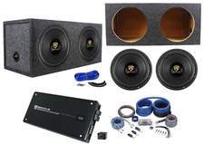  2 Rockville W12K9D4 12" 8000w Subwoofers Sealed Sub Box Mono Amplifier Amp Kit
