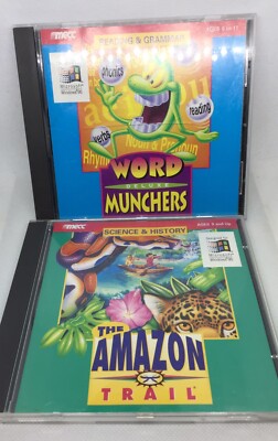 MECC Deluxe Word Munchers & The Amazon Trail PC CD Rom Games 1996