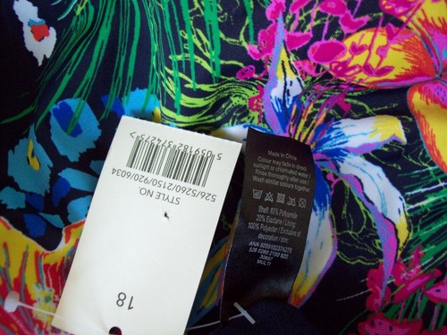 NEW LADIES GEORGE SWIMSUIT SIZE 18, Navy Tropical Bandeau Halter Swim Costume - Picture 5 of 8