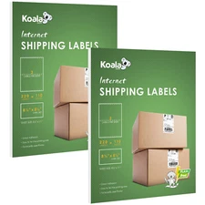 440 Koala Shipping Labels 2 per Sheet 8.5x5.5 Half Sheet Label for Inkjet Laser