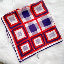Vintage Vera Neumann - Blue red square acetate scarf Japan 22