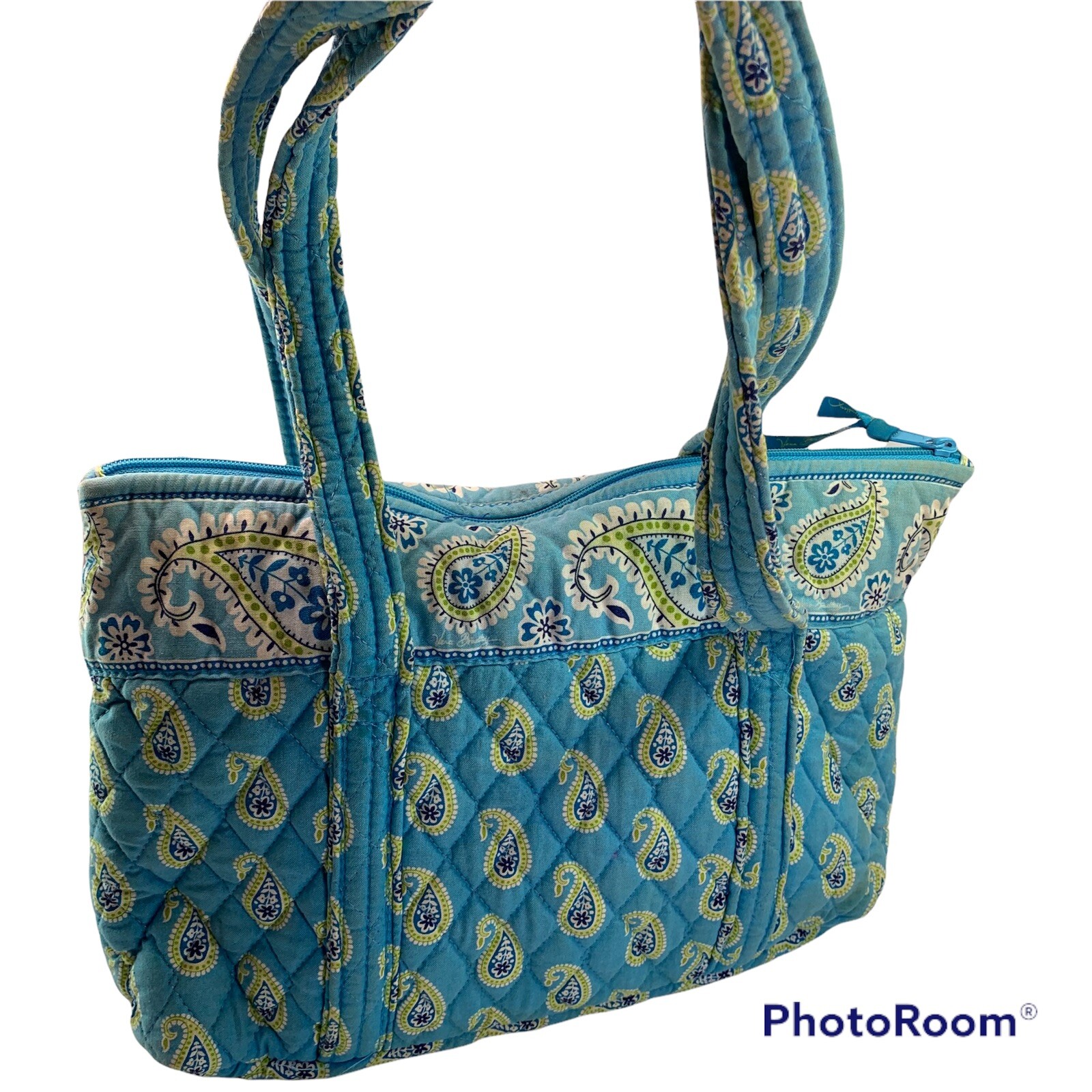 Vera Bradley Tote Aqua Multi Patchwork Patterns Q… - image 1