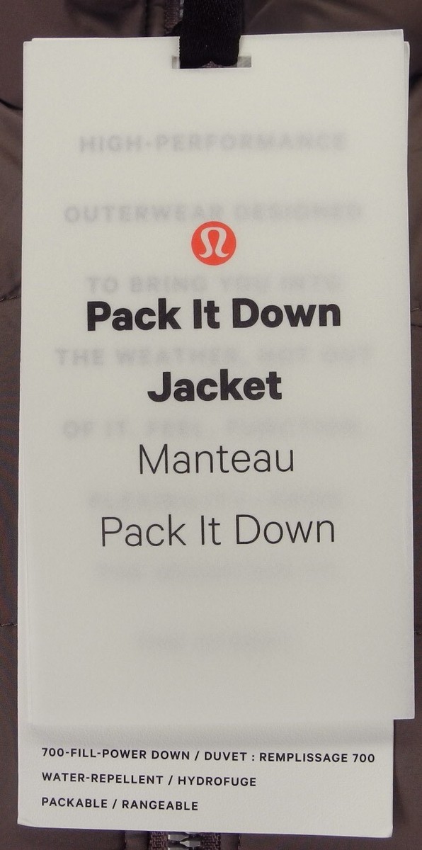 NEW LULULEMON Pack It Down Jacket 6 Mauve Stone 700 Fill RDS
