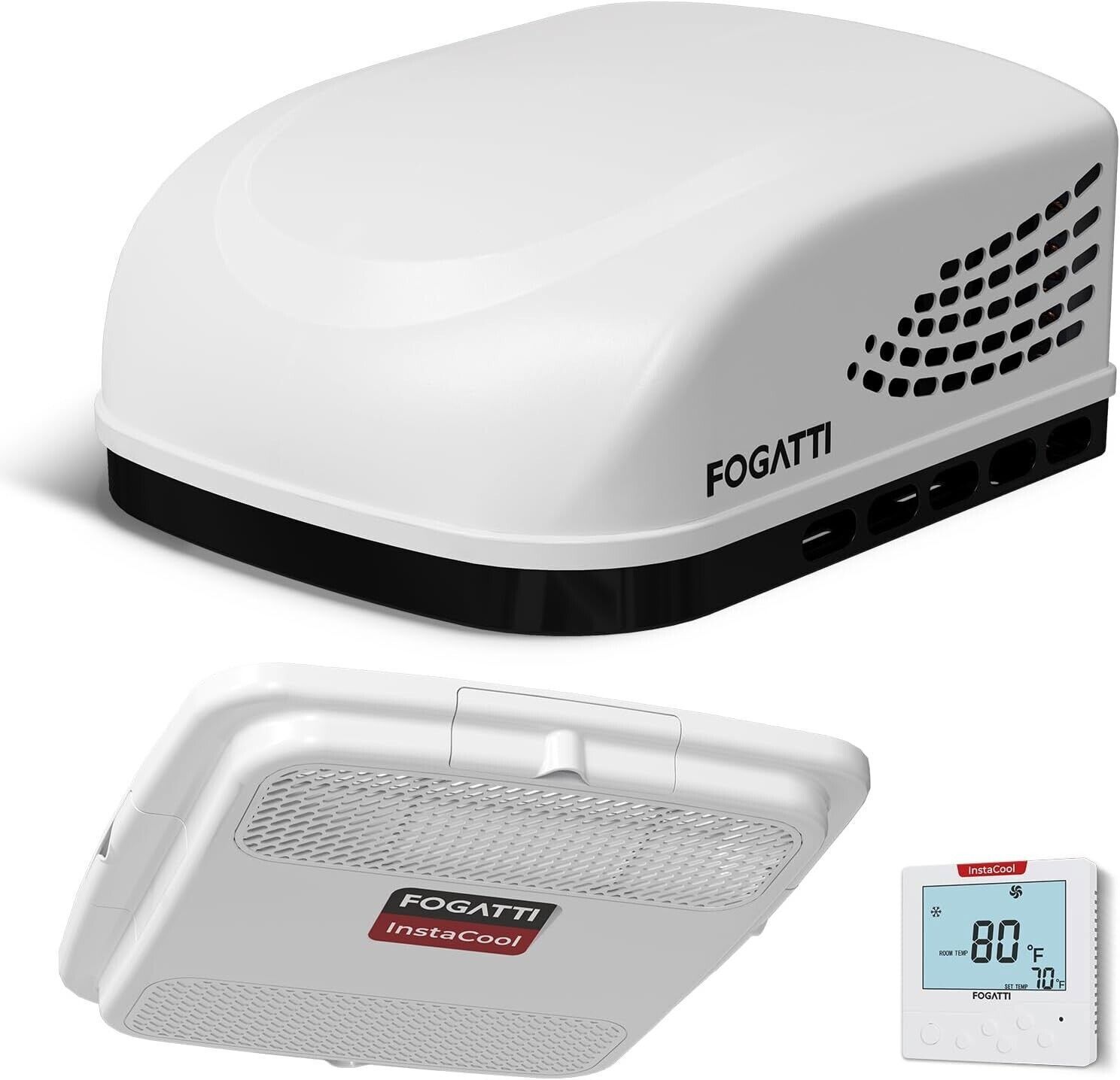 FOGATTI RV Air Conditioner 15K Single Cooling Non-Ducted AC Unit White & Black