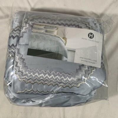 NIB $500 [ King ] Duvet Cover for Hotel Collection Marquesa Geo Embroidered #D39