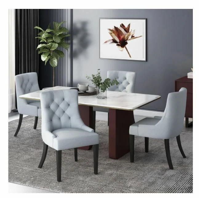 Grey upholstered dining chairs set of 4 sale