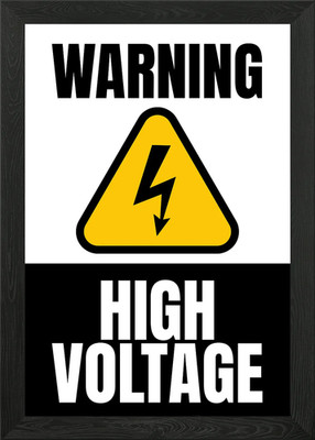 Warnung Hochspannung Schild gerahmt Wandbild Poster Leinwanddruck Bild