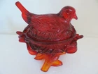 Vintage Westmoreland Glass Bird Robin on Nest Covered Candy Dish