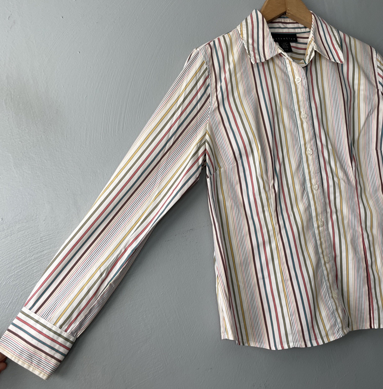 Structured Button Up Shirt Size Small Stretch Str… - image 2