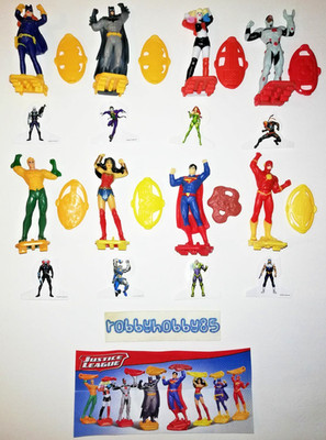 DC COMICS JUSTICE LEAGUE COMPLETE SET OF 8 TOYS WITH PAPERS KINDER SURPRISE 2020