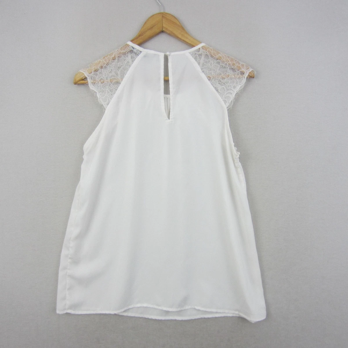 Vero Moda Top Womens Large White Lace Shoulder Sleeveless Swing Boho