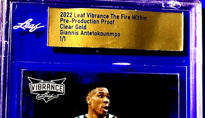 Giannis Antetokounmpo 1/1 Gold Leaf Vibrance Fire Sports Heroes 1 OF 1 Bucks #1
