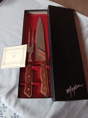 Vintage Maxam Stainless Steel Carving Knife Set w/ Meat Fork Made in Japan NOS