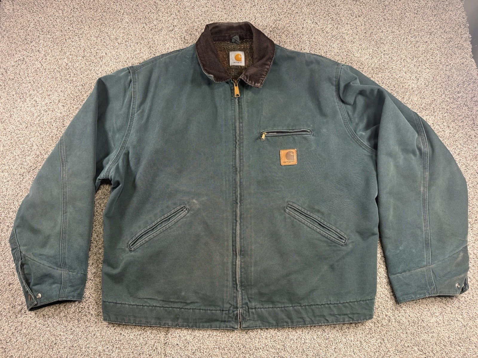 Vintage Carhartt J43 HTG Hunter Green Detroit Jacket Workwear 2XL Men *NO TAG*