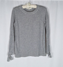 Loft Sweater XS Women's Striped Tie End Long Sleeve Wool Blend Knit Pullover