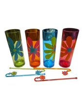 Set Of 4 Bamboo Traders Tom Collins Acrylic 18 Oz. Glasses, Tumbler