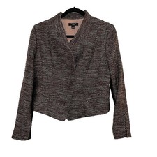 Ann Taylor Women 12p Tweed Moto Jacket Asymmetrical Zip Pockets Multicolor Lined