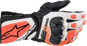 Alpinestars SP-8 V3 Motorcycle Motorbike Leather Gloves White / Fluo Red / Black
