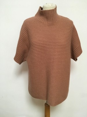 Neu mit Etikett Max Mara Kaschmirpullover rosa gerippt Strick Kurzarm hochgeschlossen S