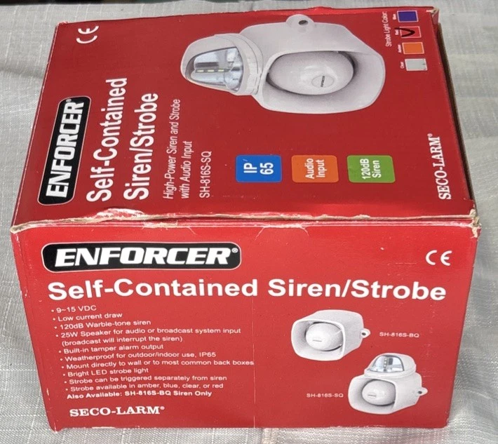 Seco-Larm SH-816S-SQ/R Enforcer Siren/Strobe with Audio Input Red - Image 2 of 2