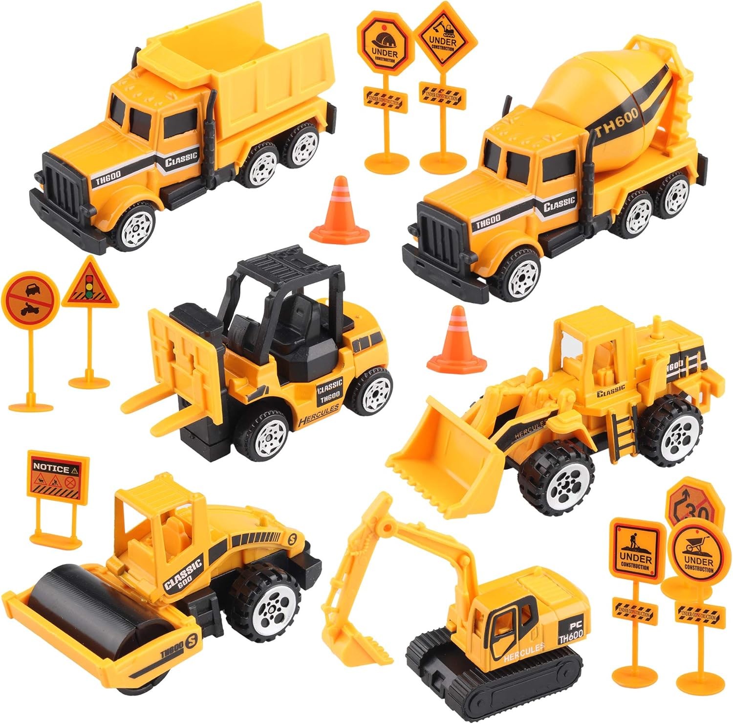 Construction Vehicles Toys - Mini Digger Cake Toppers - Dumper Bulldozer Dump T