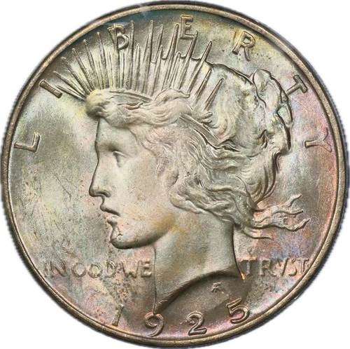 1925 Peace Silver Dollar $1 MS65 ICG - Beautiful Pastel Rainbow Toned