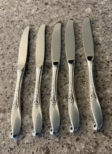 5-STERLING WALLACE  WISHING STAR DINNER KNIVES 319g