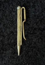Vintage 3" Tie Bar Clip Mechanical Pencil Works Golf Twist Goldtone Ball Top